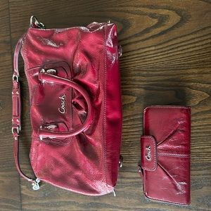 Coach patent leather bag + wallet